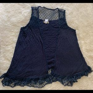 Navy Blue Sleeveless Cardigan 🌚